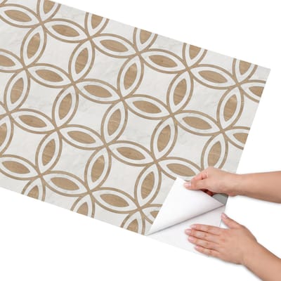 Coloray Meubel Wrap Folie - Beige Meubelfolie - 65x130 cm - Meubel Wrap Folie Geometrische patronen - Plakfolie Meubels - Geometrische Meubelfolie - Decoratiefolie Zelfklevend - Slaapkamer decoratie - Achtergronden en patronen