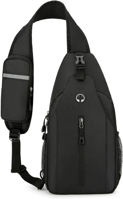 Schoudertas voor Mannen en Vrouwen - Sportieve Sling Bag voor Fietsen en Wandelen in Zwart