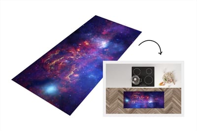 Keukenloper - Loper keuken - Galaxy - Rood - Sterren - 120x50 cm - Keukenloper vinyl