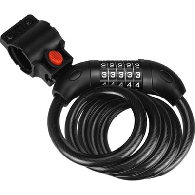 Fietsveiligheidsslot Fiets Motorfiets AntiDiefstal Elasticiteitsslot 5 Cijfers Combinatie Wachtwoord Weg 1.1m black