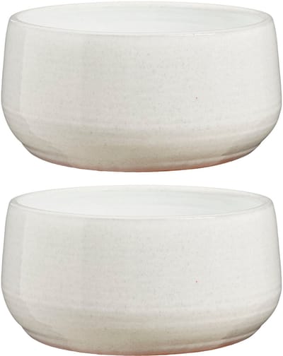 Mica Decorations plantenpot schaal Venice - 2x - ivoor wit - terracotta - D34 x H16.5 cm - effen