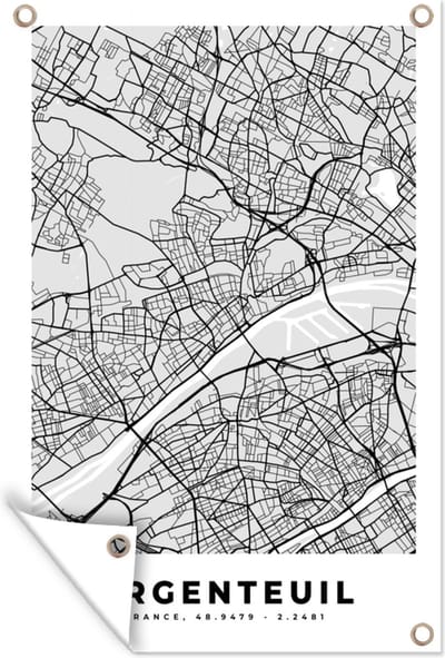 Muurdecoratie Plattegrond - Kaart - Stadskaart - Frankrijk - Argenteuil - 120x180 cm - Tuinposter - Tuindoek