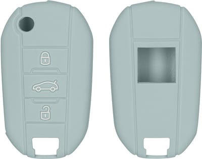 kwmobile autosleutel hoesje geschikt voor Peugeot Citroen 3-knops inklapbarep autosleutel hoes - TPU autosleutel behuizing - Beschermende auto sleutel case - Sleuteletui in cool mint