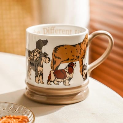 Tasses à café de style nordique  Tasses à thé de l'après-midi de haute qualité  Tasses à eau haut de gamme  Tasses en céramique  Tasses cadeau pour chien 301-400ml brown