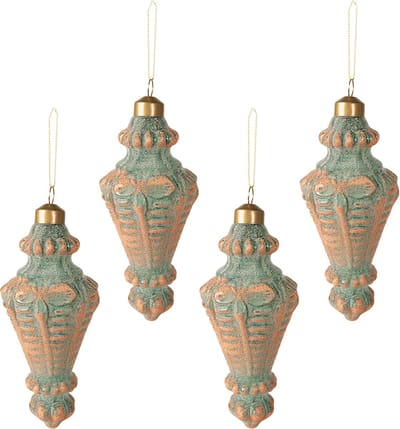 Clayre & Eef Kerstbal Set van 4 Overig Ø 6 cm Koperkleurig Glas Kerstballen