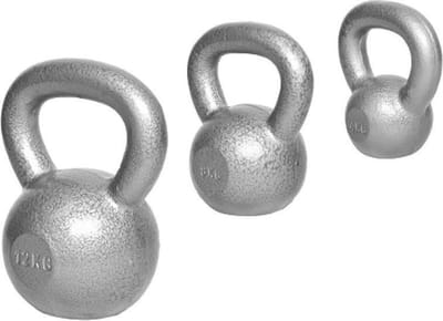 Gorilla Sports Kettlebell set van 3 - 4, 8 & 12 kg - Gietijzer - Grijs