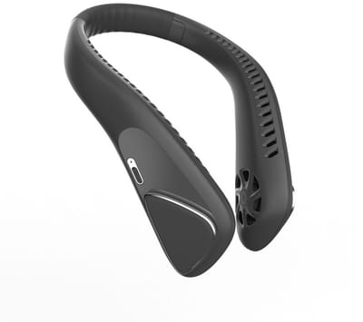 Draagbare nekventilator - Handsfree, bladloos, 360° luchtstroom - Drie windsnelheden - Geschikt voor sport en buitenactiviteiten - Een perfect verjaardagscadeau voor alle leeftijden (Zwart)