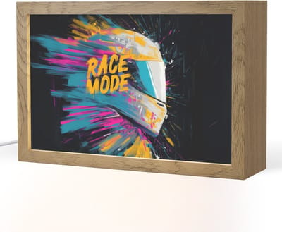 Nachtlampje 30x20 cm - Kinder lampje - Racehelm - Abstract - Verf - Kleurrijk - Tafellamp kinderkamer - Slaapkamer lamp - Bedlamp kinderen - Kinderlampje stopcontact - Wandlamp babykamer - Nachtlampjes