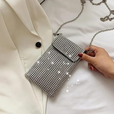 1 pièce Sac bandoulière pour femme Téléphone Portefeuilles Dragonne pour téléphone portable Sac bandoulière Design minimaliste, Accessoire pour femme argenté