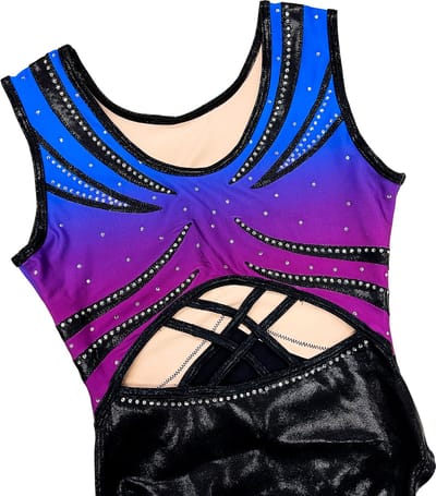 Sparkle&Dream Turnpakje Luna Blauw Paars - AME | maat 176-XS - Gympakje voor Turnen en Gymnastiek