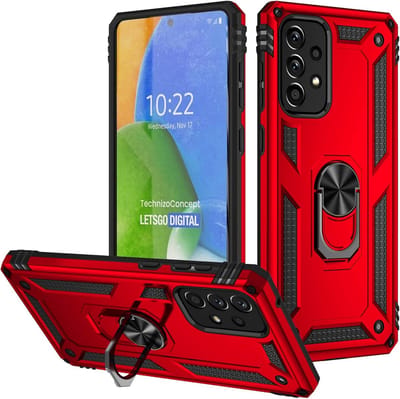 Anti-Shock Hybrid Ring Armor Hoesje Geschikt voor: Samsung Galaxy A73 5G - rood