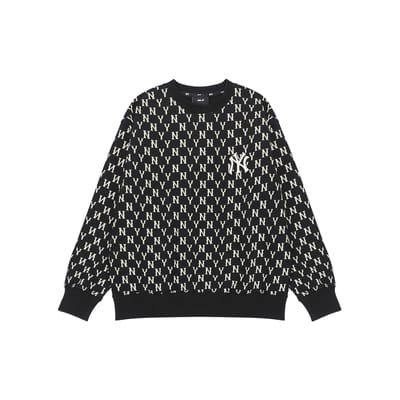MLB New York Yankees Play Pixel Coupe Ample Pull à Col Rond Brodé Logo Imprimé Partout Sweat à Manches Longues 3AMTM0224-50BKS XS black
