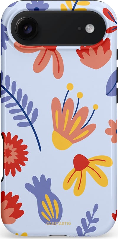 Casetastic hoesje geschikt voor Apple iPhone Air - MagSafe - Dubbellaagse bescherming - Bloemenwind - Fashion Case - Lichtblauw Terracotta Geel