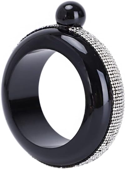 Bangle Flask, 3.5 oz gladde roestvrijstalen draagbare armband fles voor feest outdoor activiteiten cadeau-ideeën - zwarte steentjes