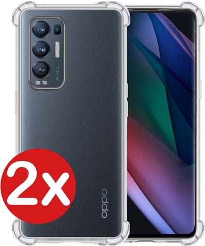 Hoesje - 2 Stuks - Geschikt voor OPPO Find X3 Neo - Sterk & Shockproof - Back Cover - Siliconen Case - Telefoon Hoes Shock Proof - Telefoonhoes - Transparant