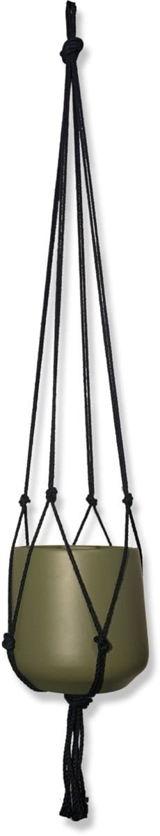 Minimalistische Plantenhanger - Kies kleur en lengte - Zwart - 120 cm lang - Katoenkoord - Geschikt voor Pot met Diameter t/m 20 cm - Handgemaakt in ons Macramé Atelier - Prijs per Stuk - Let op: Exclusief Pot - Inclusief Verzendkosten
