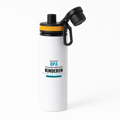 Hacebo® - ik ben de trotste opa van de grappigste, leukste en beste kinderen, en ja dit heb ik van hun gekregen waterfles met draaidop oranje - de trotste opa - verjaardag - verjaardagscadeau - cadeau - water fles - 850ML