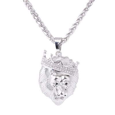 King Lion Ketting Heren met Zilver kleurig met Diamantjes (Zirkonia) - Leeuwenkoning - Kettingen - Papa Cadeau Voor Mannen - Vaderdag