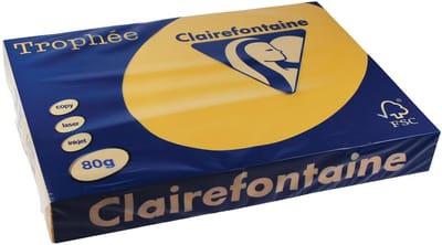 Clairefontaine Trophée Pastel, gekleurd papier, A3, 80 g, 500 vel, goudgeel 3 stuks