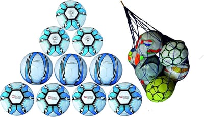 Voetbal Pakket - Trainingsballen Set - Sport Training - Handgestikte Kwaliteit - Maat 5 350g - Blauw Wit