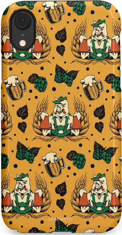 Casetastic hoesje geschikt voor Apple iPhone XR - Dubbellaagse bescherming - Oktoberpret - Fashion Case - Goud Taupe Donkergroen Donkergrijs