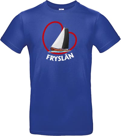 T- shirt kobalt met opdruk Skûtsjesilen Fryslân maat S (Friesland, Skûtsje) van Shirtmakelaar