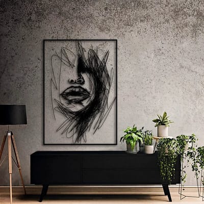 Driedimensionale Schoonheid: Betoverende Abstracte Vrouwenkunst! 50x70CM Zwart