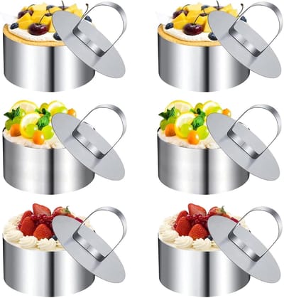 Daity 6 stuks - roestvrijstalen taartring - Kookring Edelstaal Wiel - ronde dessertring - Bakringen - vorm - roestvrij staal - dessertvorm - Bakvorm - geschikt voor doe-het-zelf keukenbakken - 8X4 cm
