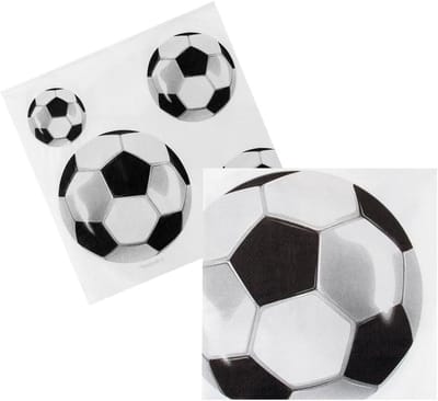 Voetbal Servetten - Monddoekjes Feest - Voetbalfeest Decoratie - 100% Papier Biologisch Afbreekbaar - 33x33cm 20 Stuks - Multicolor