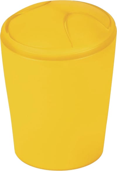 Afvalemmer met deksel - Prullenbak kantel - Kleine ruimtes - Soepel lopend deksel - 2 liter - Zonnegeel