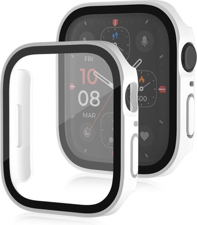 Watch case screenprotector - hoesje - gehard glas - geschikt voor Apple Series 7 / 8 / 9 met case size 41 mm - wit
