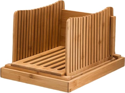 Broodsnijmachine Bamboe - Brood Snijder - Zelfgebakken Brood - Verstelbare Stopplaten - Opvouwbaar Ontwerp - Natuurlijk Hout
