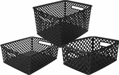 Opbergmanden/opbergboxen - 4L - 11L - 19L - zwart - kunststof - set van 3x