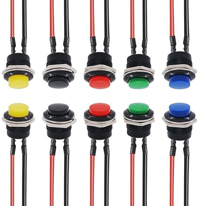 16 mm momentane drukschakelaar - 12 V, metaal, aan/uit-knop voor auto (10 stuks)