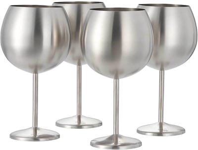 Dailygoods- Cocktailglazen XL 700ml - Roestvrijstalen Ballon - Stevig en Onbreekbaar - Tiki/Cocktail - Cadeau voor Verjaardagen - Elegant en Robuust - Gin Glazen