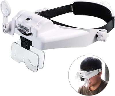 Verlichte hoofdloep met afneembare leds handsfree leeskopvergrootglas vizier headset helm vergrootglas voor werkzaamheden in de buurt naaien knutselen lezen repareren sieraden maken (1 x)