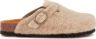 SCHOLL FAE NEW Synthetic shearling Womens Taupe FALSO Clogs - Taupe - Maat 36