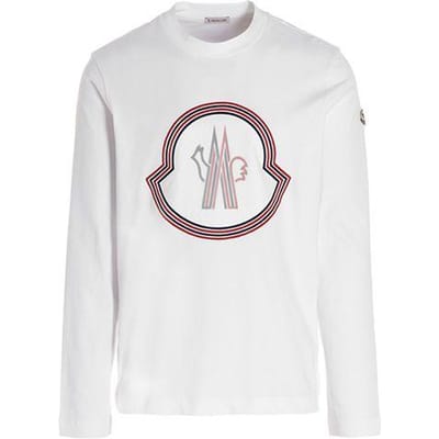 Moncler Geometrisch Patroon Pullover Ronde Hals Lange Mouwen T-shirt Heren Tops Wit 8D000058390T001 XXL white