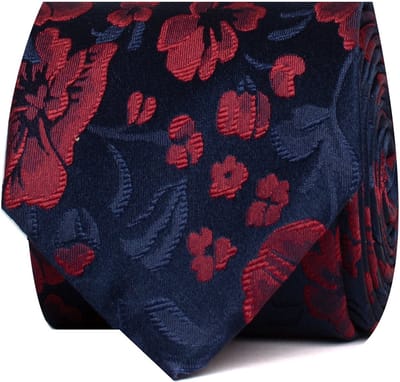 TRESANTI | EMAIRO | Zijden stropdas met bloemen | Bordeaux rood