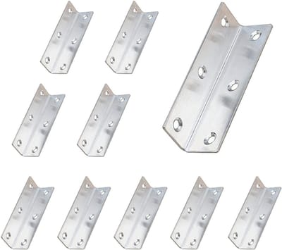 Hoekbeugels RVS voor Meubels - 10 Stuks L-vormige Hoekbeugels voor Planken, 100x25x25mm, Sterke Bevestiging