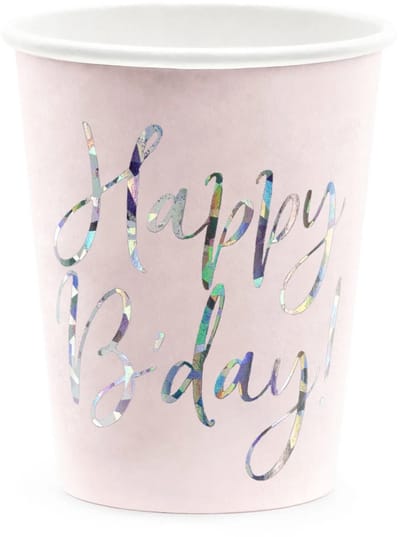 Drinkbekers Happy Birthday roze
