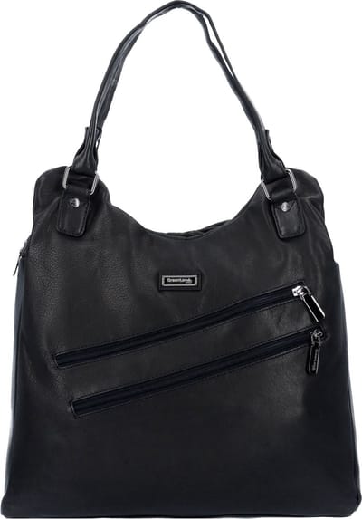 Greenland Nature Zwarte Nappa Schoudertas Leder 38 cm - Dames - black
