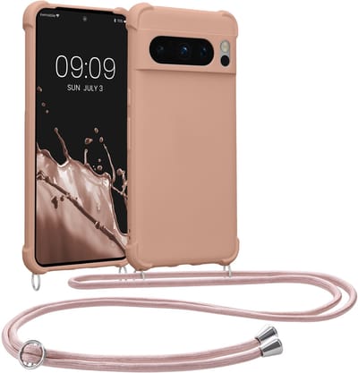 kwmobile telefoonhoesjegeschikt voor Google Pixel 8 Pro - Hoesje van siliconen met telefoonkoord - In kokosmelk
