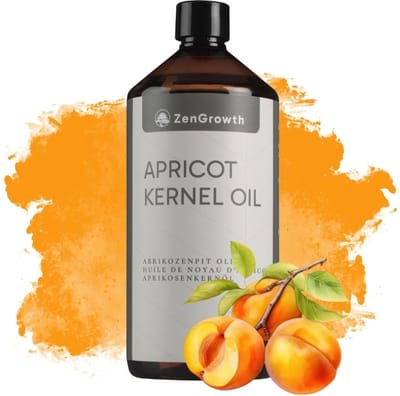 ZenGrowth® Abrikozenpitolie 1 Liter – huidolie – 100% natuurlijk – Abrikozenpit massageolie – zachte en gladde huid