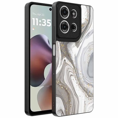 Geschikt voor Motorola Moto G56 Telefoonhoesje met marmer opdruk - TPU backcover case marble design - Zilver - Smartphonica geschikt voor Motorola Moto G56