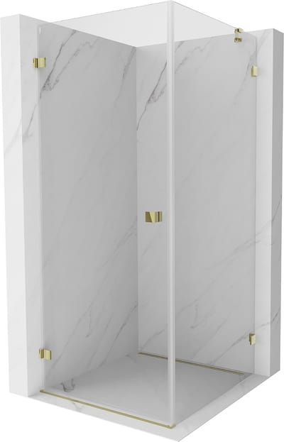 Mexen Lunar-B douchecabine scharnierend links 80 x 80 , transparant, goud - 832-080-080-50-00-L