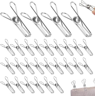 Wasknijpers van Roestvrij Staal voor Wasrekken,Rvs Wasserij Pinnen | Winddicht en Roestvrij Roestvrijstalen Wasknijpers, Roestvrijstalen Wasknijper, voor Sokken, Kleding, Handdoek, Snacks