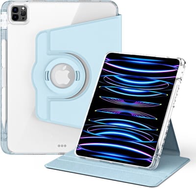 Coverup Tablethoes geschikt voor iPad Air 11 (2024/2025/2026) / Air (2020/2022) Hoesje - 360° Rotating Folio Book Case met Wake/Sleep - Lichtblauw