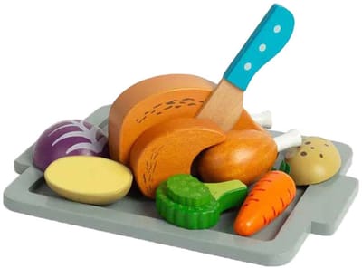 Bigjigs Houten Gebraden Diner Speelset, 12dlg.