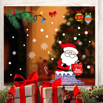 Raamstickers - Kerst -Stickers - Kerststickers - Raamdecoratie - Herbruikbaar - Kinderen - Kerstversiering - Gekleurd - 34 Stuks
